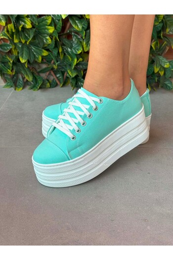 Stilo Water Green Sneakers 7cm Flat Platform Casual and Comfortable High Sole