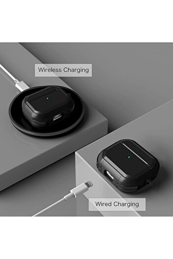 Generic New Case Compatible for Full-Body Rugged Military Grade Protective Cover for Airpods 3 with Keychain
