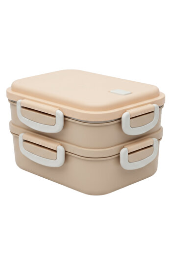 ELDİPA 2-Tier 3-Compartment 150+300+400 ml Aura Stainless Steel Lunch Box Leakproof Durable Portable