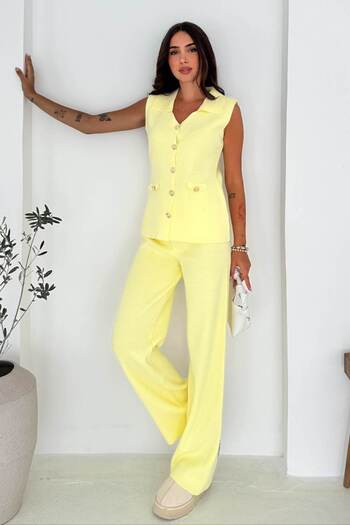 ZISHAN Stylish and Comfortable: Knitwear Vest & Pants Set (Sleeveless Knitwear Set) 66018