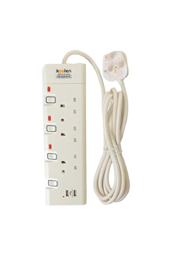 Koolen Electrical Power Strip with 3 Outlets and 2 USB Ports