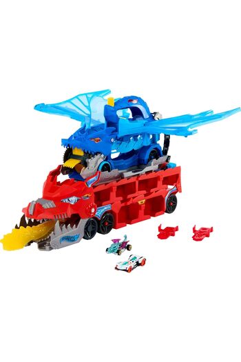 mattel Hot Wheels Ultimate Dual Dragon Transporter JBM72 – Ages 4+ Dragon Hauler