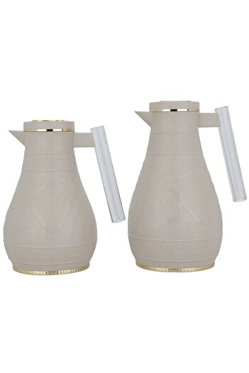 rexa thermos set, 1/0.65 liter, Islamic pattern, thermal glass inner shell, plastic outer shell