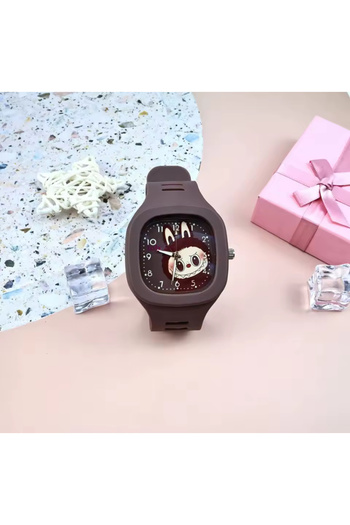 synshop Labubu Square Silicone Strap Wristwatch