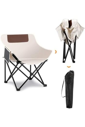 jump n joy LBOYLOVE® Compact Camping Chair with Side Pocket & Bag, Portable Lightweight Outdoor Folding Chair