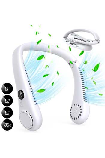 Denx Portable Hanging Neck Fans with Screen Display and 5 Speeds Levels, USB Rechargeable, 360° Coo