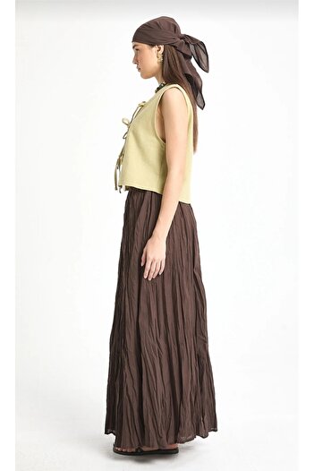 Desre Moda Women's Wrinkled Long Flared Black Hijab Skirt Women's Skirt