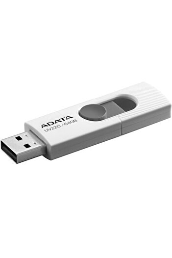 Adata UV220 USB Flash Drive, 64GB, USB 2.0, White/Gray
