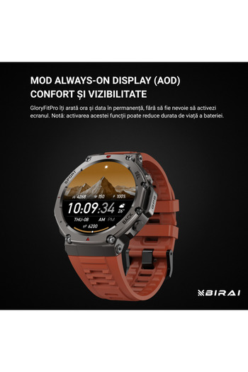 BIRAI Men's Smartwatch, GloryFitPro by BIRAI, AMOLED Screen 1.43", Fitness, Waterproof 5ATM, GPS, Bluetoot