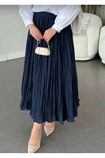 Desre Moda Women's Wrinkled Long Flared Black Hijab Skirt Women's Skirt