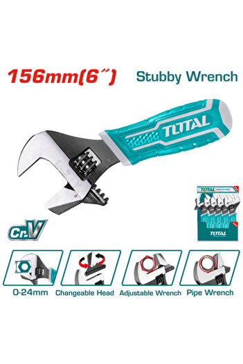 TOTAL 2-in-1 stubby adjustable wrench THT1016S