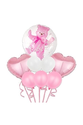 Tim Set 8 Balloons Foil and Latex Baby Girl, 60 cm