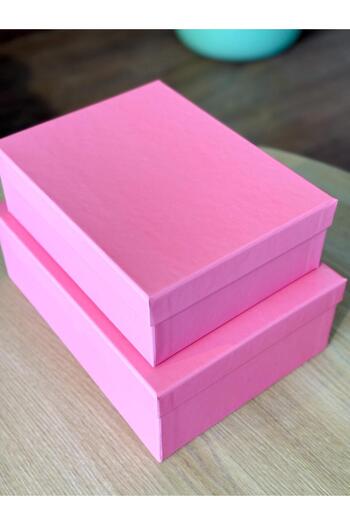 KOLİX Decorative Pink Cardboard Large-Small Box Gift Box Grinding Box 30X22X10 cm