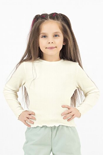 ww waka waka kids store Girl's Ribbed Long Sleeve Basic Bodysuit - White, Ecru, Black