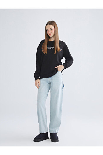 LC Waikiki Blue Baggy Fit Women's Jean Trousers