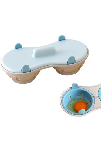 Tim Double Egg Container, Made of Plastic, for Microwave Cooking, 22 x 11.8 x 8 cm, Blue
