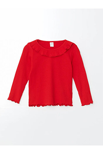 LC Waikiki Red Crew Neck Basic Girl's T-Shirt -For Yourself-
