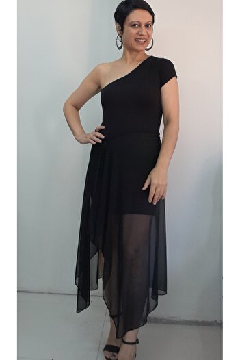 Mertcan Butik Black Waist-Tied Lace-Up Multi-Purpose Mini Skirt Shorts Top-Covering Asymmetrical Tulle Skirt Pareo
