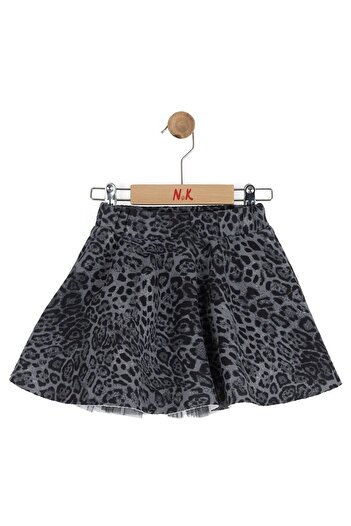 nk kids Fusta leopard pentru fetiță, antracit, 1-4 ani 59613