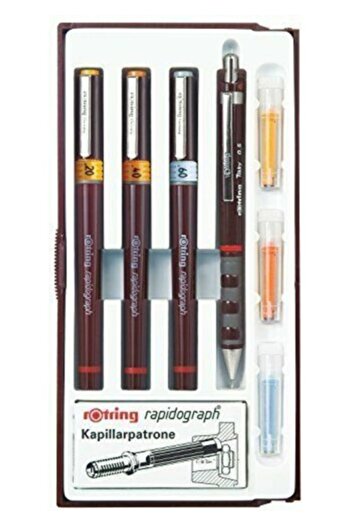 Rotring Rapido Junior Set 3+1 0.2-0.3-0.5 Mm Kaligrafi Kalemi Me1086 Bordo