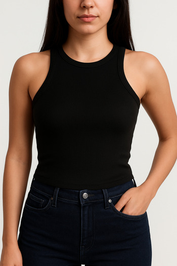 Hayalet Halter Neck Cotton Ribbed Tank Top - Basic & Comfortable Women's Top