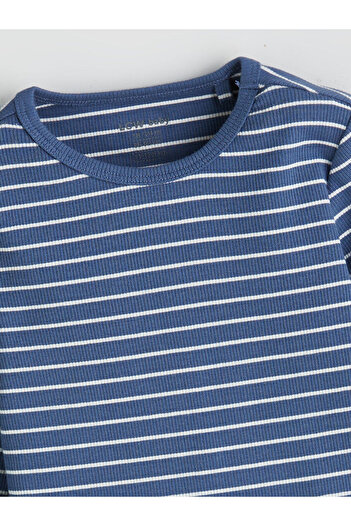 LC Waikiki Bisiklet Yaka Uzun Kollu Çizgili Erkek Bebek Pijama Takımı