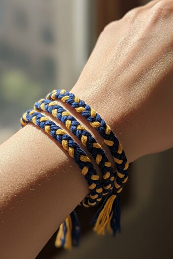 Reoona Yellow Navy Blue Fan Hair Braid Rope