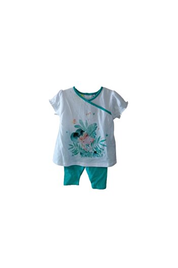 OEM Compleu copii, alb/verde, bumbac, 6 luni