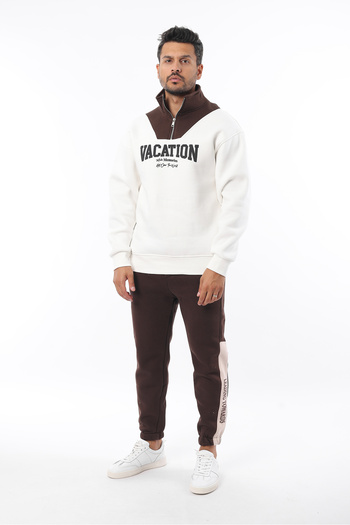 Rodrigo Φούτερ Unisex Half Oversize από βαμβακερό μαλακό φλις με φερμουάρ και στάμπα με όρθιο γιακά