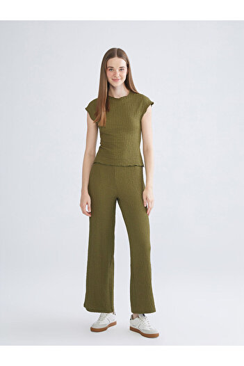 LC Waikiki Create Your Style from Uzg Store |   Textured Women's Trousers with Elastic Waist