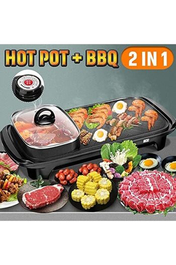 Hope Electric Grill With Hot Pot Grill, Temperature Control, Indoor Teppanyaki Grill/Korean B