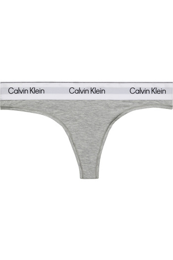 Calvin Klein Kadın Marka Logolu Beyaz Elastik Bantlı Gri Külot LV00QF8518 P7A