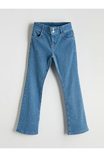 LC Waikiki LCW Beli Ayarlanabilir Lastikli Taşlı Kız Çocuk Jean Pantolon Fashion
