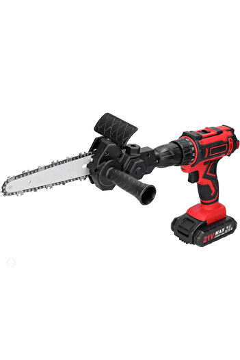 Generic Electric mini saw adapter, chainsaw for drill with 2 chains 15 cm / 6 inch