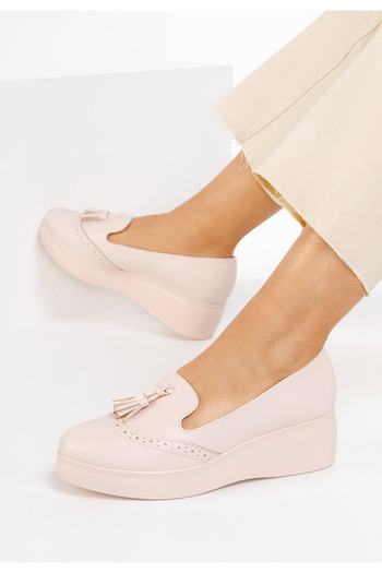 B T Shoes Béžové dámské polobotky na platformě Olbia