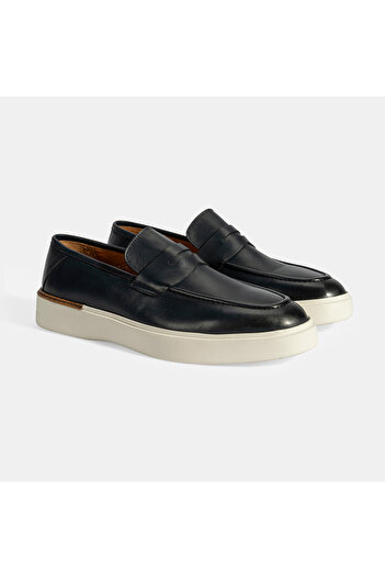Desa Men's Navy Blue Leather Loafer