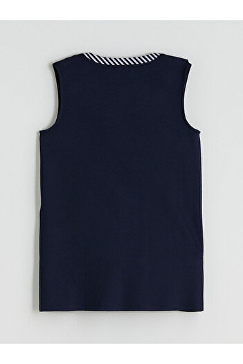 LC Waikiki Navy Blue V-Neck Striped Women's Vest