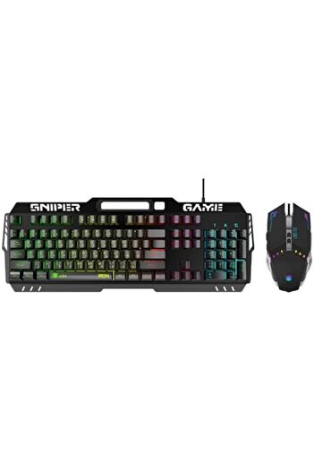 ASA Gaming Wired Set – Metallic RGB Membrane Keyboard with 104 Keys + Gaming Mouse with 80000 DPI