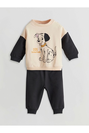 LC Waikiki Lcw Baby Beige Printed Baby Boy Sweatshirt and Sweatpants 2-Piece Set