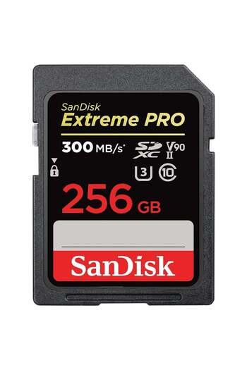 SanDisk Extreme PRO 256GB SDXC Memory Card up to 300MB/s, UHS II, Class 10, U3, V90