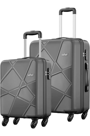 Safari Travel Suitcase with Wheels - Set of 2 (55 cm/66 cm) Polypropylene