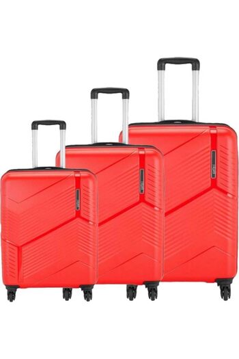 Safari Deluxe Carter 3-Piece Luggage Set with Wheels, 55cm / 67cm / 76cm, Cherry Red, Polycarbonate