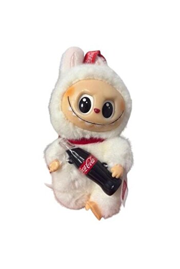 OEM Figurina LaBubu muzical CocaCola, de plus, moale si pufos, alb, 25 cm, la cutie + Figurina LaBubu, t