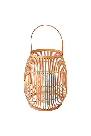 IKEA HÖVISK Lantern for block candle, handmade bamboo, 29 cm