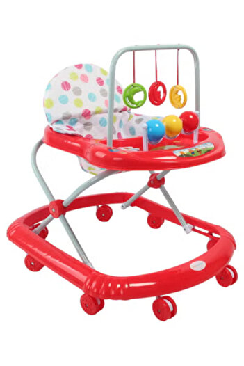 Fun Moment Adjustable Height Foldable Baby Walker 6-18 Months Red