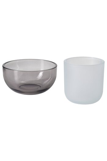 IKEA TALLTITA Tealight holder, set of 2, grey/frosted glass
