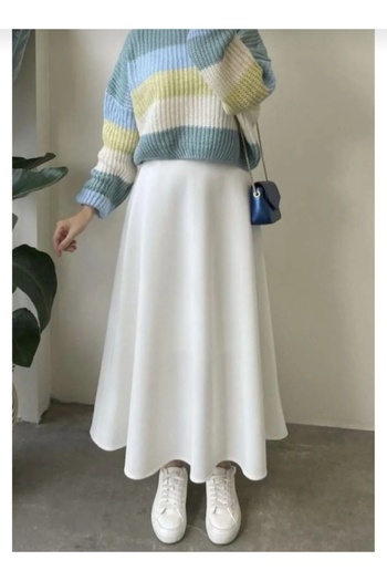 BUTİK AYVİTRİN Women's Hijab Puff Long Bell Scuba Skirt