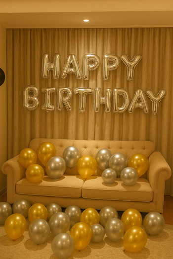 Baloncu Nene Happy Birthday Foil Set Gold Silver Balloon Party Birthday Decoration Set