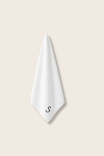 LIWOGY Embroidered Single Hand & Face & Hair Towel with Letter S / Gift & Dowry Towel