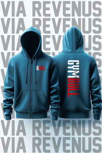 Vordevia Gym Bull Front and Back Printed Unisex Zippered Hooded Sweatshirt Cardigan